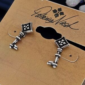 Patricia Nash Earrings Silver Tone Floret Key Stud Not So Basic Boho Bohemian